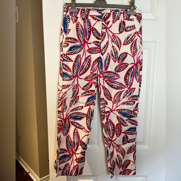 J. Crew White Pants with Floral Print, Size 4 - Picture 1 of 9